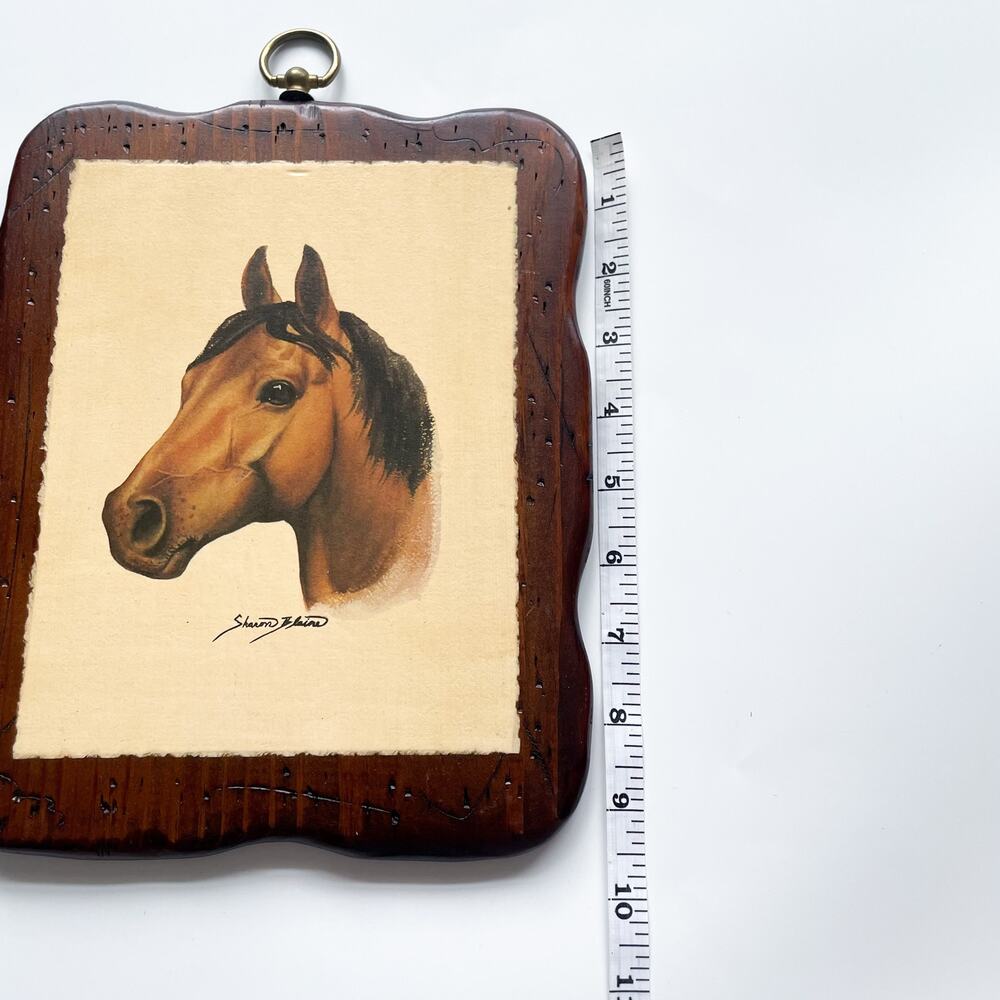 Vintage Horse Prints Mounted on Wood Set of Two Wall Plaque Gallery Wall - Picture 3 of 5